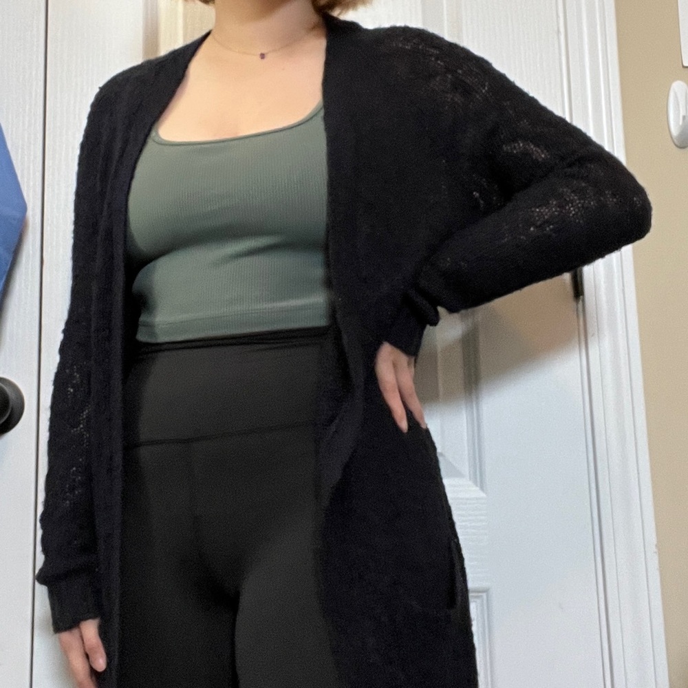 forever 21 lightweight long blue cardigan